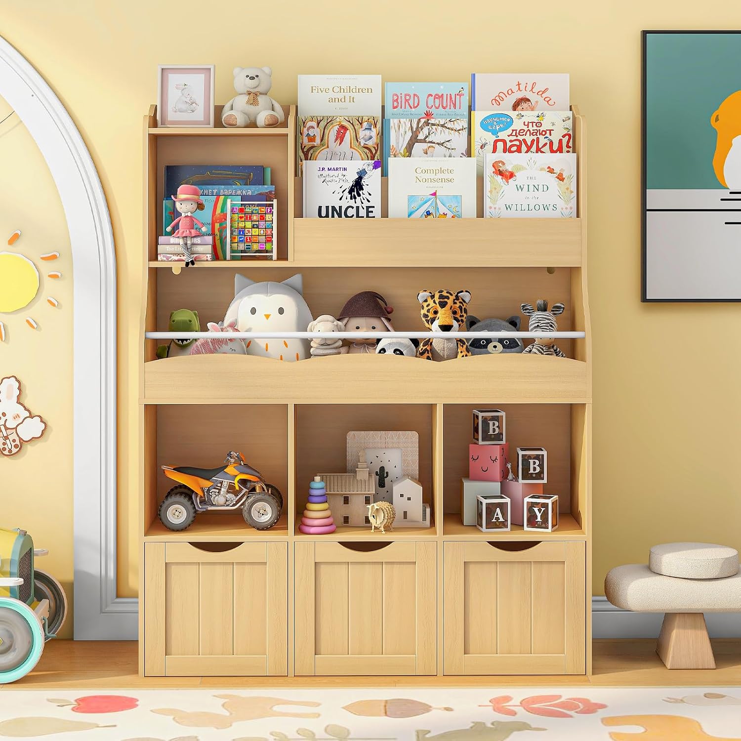 Kids Toys Drawers - Детский трехъярусный книжный стеллаж и шкаф