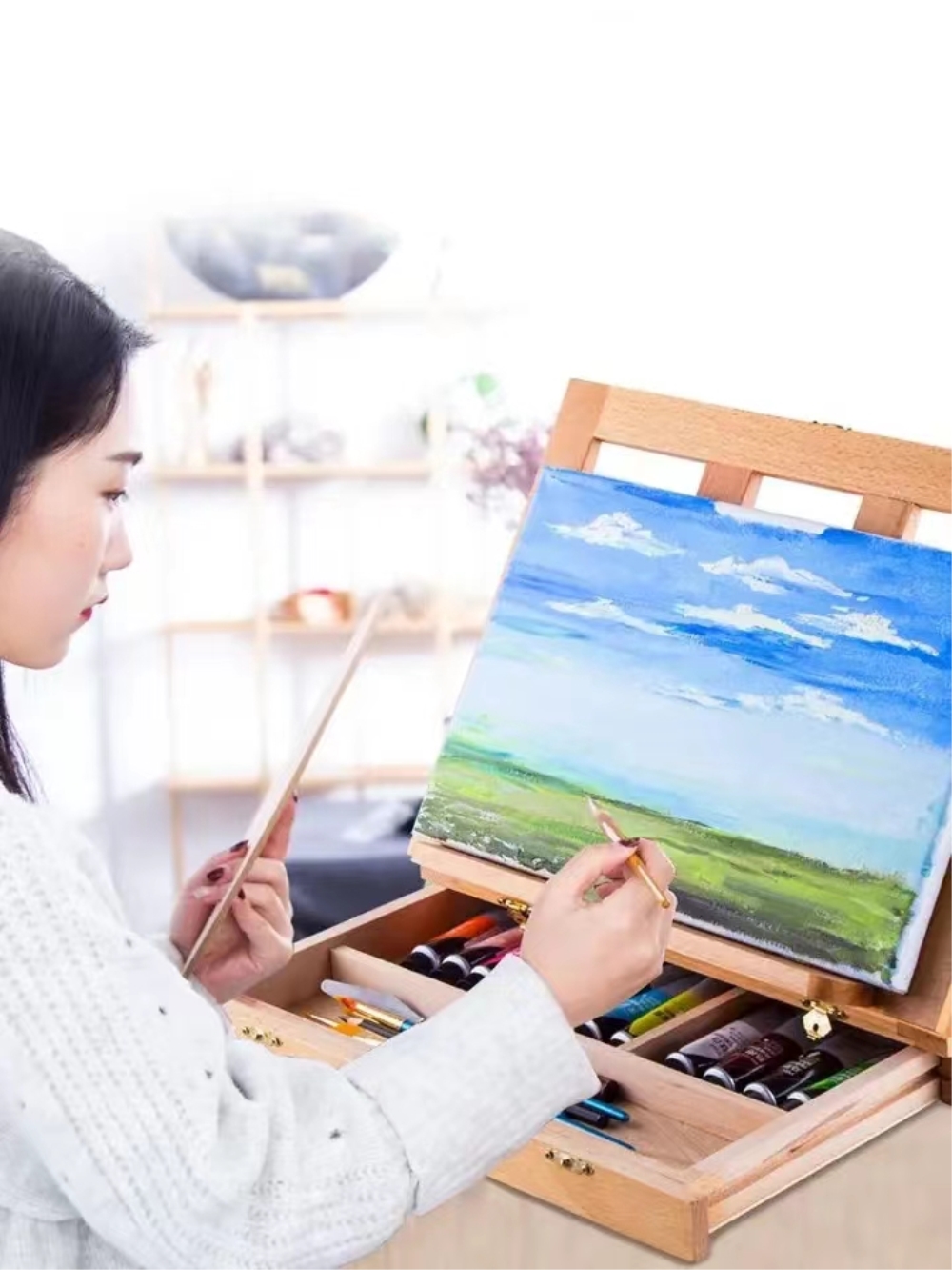 Kids Art Easel - Портативный деревянный настольный мольберт для художников
