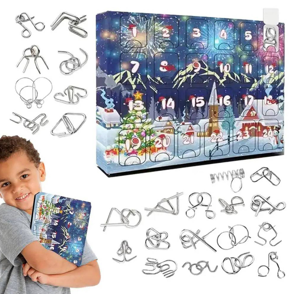 Kids Toys Xmas 2025 - 2025 металлический замок Рубан, игрушка-головоломка, комплект