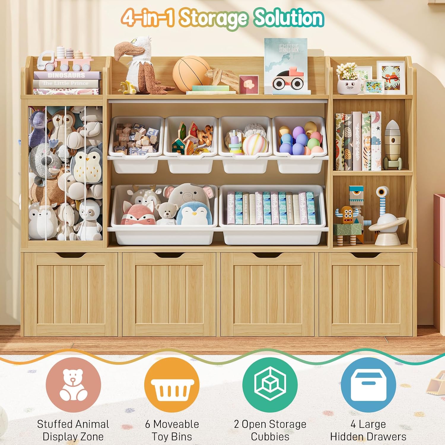 Детский книжный шкаф-стеллаж с – обзор и цена Kids Toys Drawers